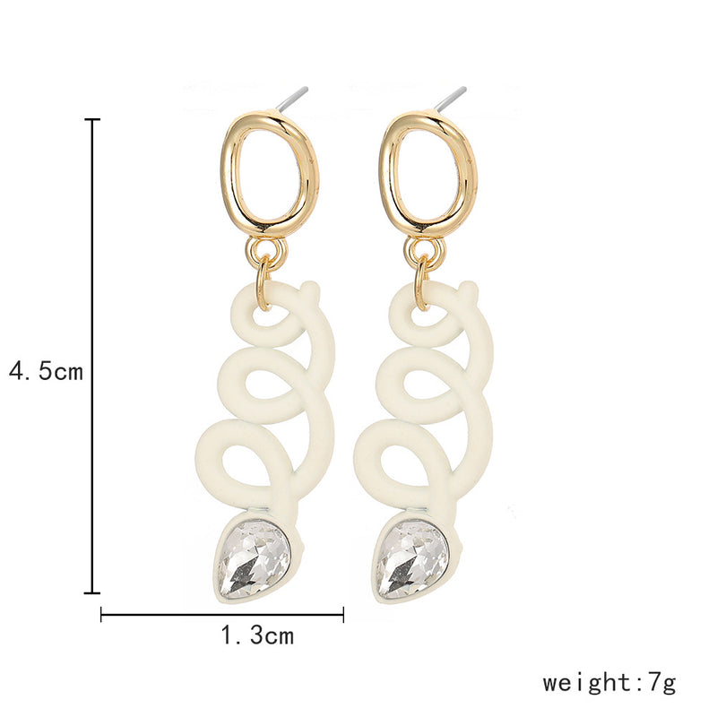 Personality Creative White Spray Paint Spring Drop Earrings Trend Acrylic Simple Natural Earrings