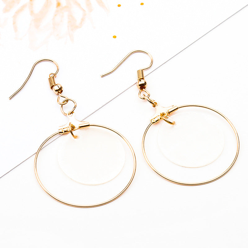 Female Temperament Round Earrings Wild White Circle