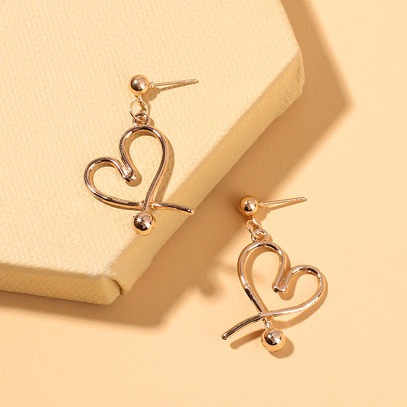 Cold Wind Temperament Geometric Heart-shaped Stud Earrings