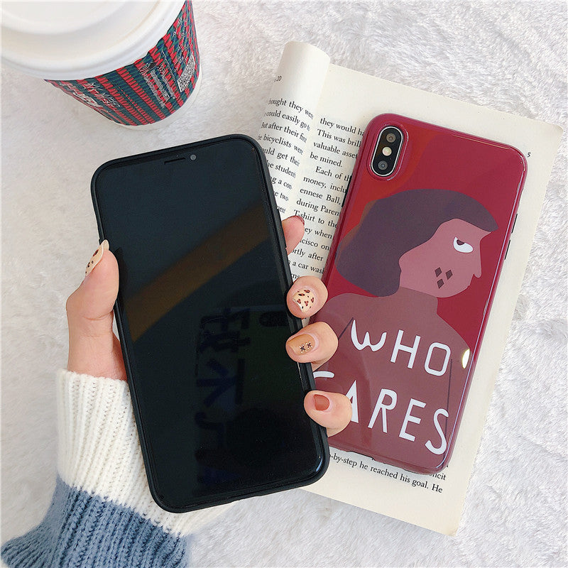 Han Feng wine red personality girl phone case