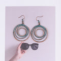 Simple Double Size Ring Earrings Retro Metal Earrings