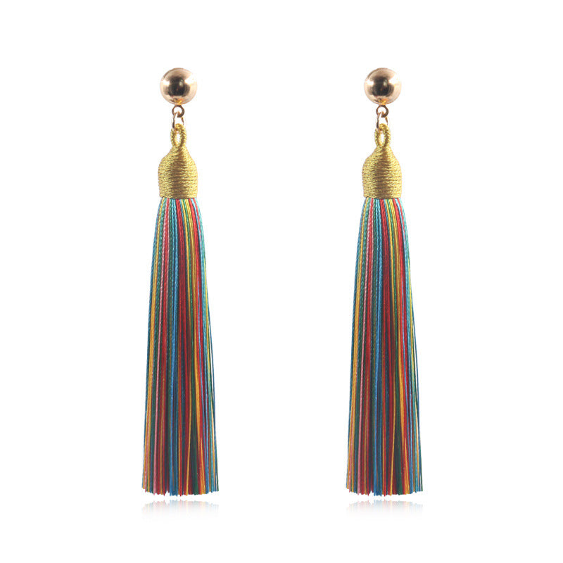 Fringed long earrings