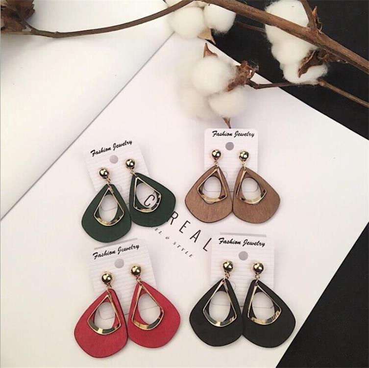 Personality Earrings Simple Wood Long Style Earrings