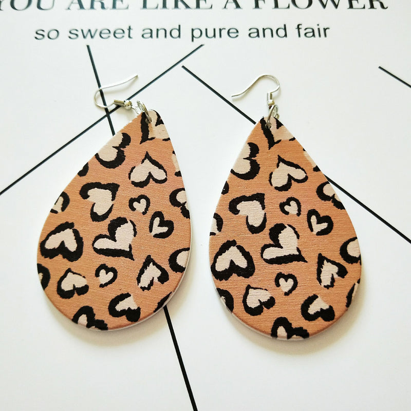 Retro wooden drop earrings female drop earrings carved exaggerated ear jewelry