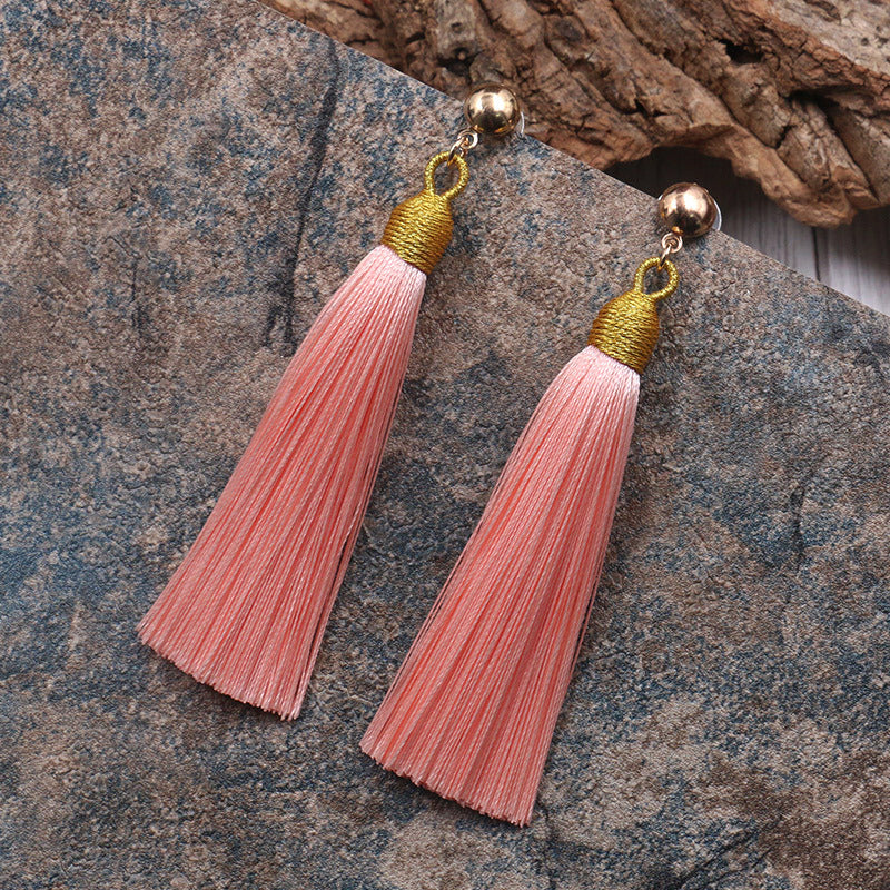 Fringed long earrings