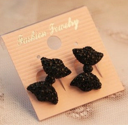 Women's Black Bow Stud Earrings