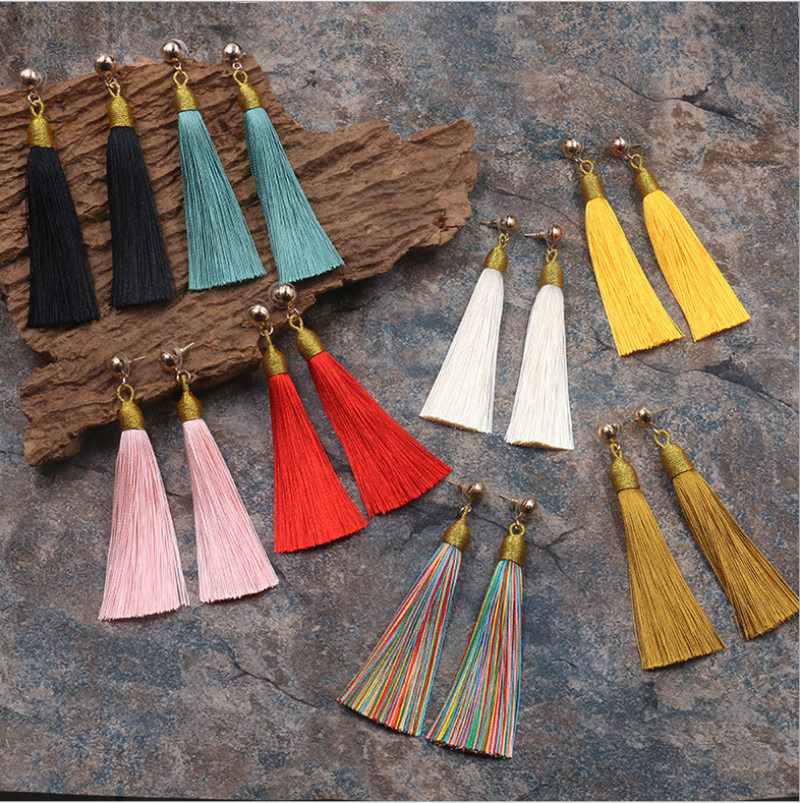 Fringed long earrings