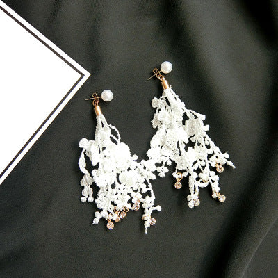 Long chain pearl string Earrings