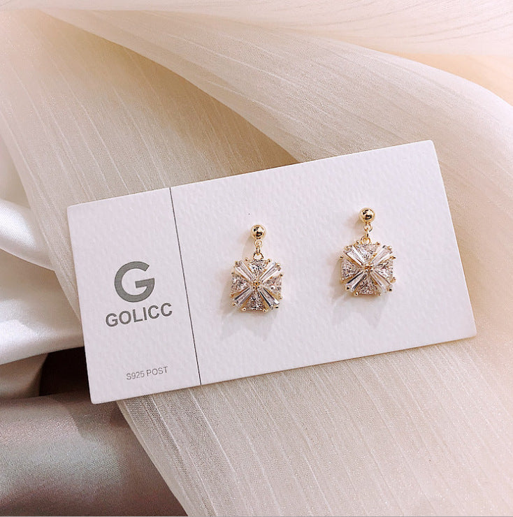 Female square zircon geometric earrings