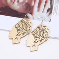 Exaggerated Fashion Wooden Beauty Head Earrings