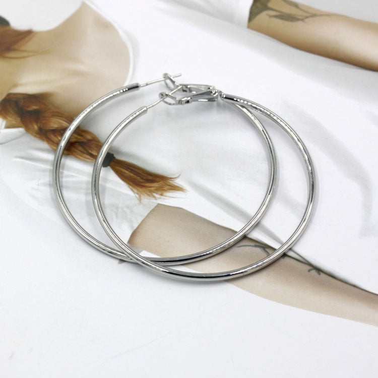 Female Ring Earrings Korean Style Sterling Silver Large Hoop Earrings Earrings