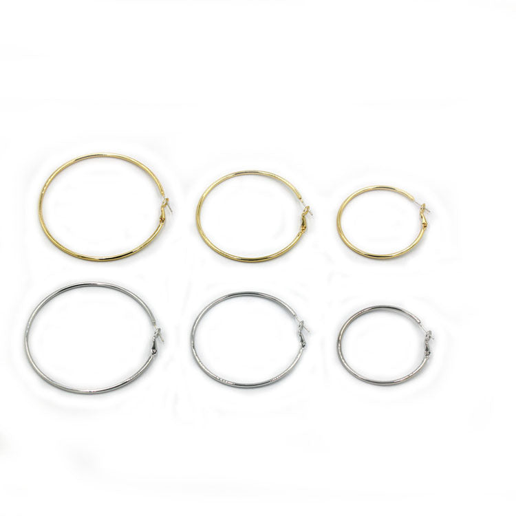 Female Ring Earrings Korean Style Sterling Silver Large Hoop Earrings Earrings