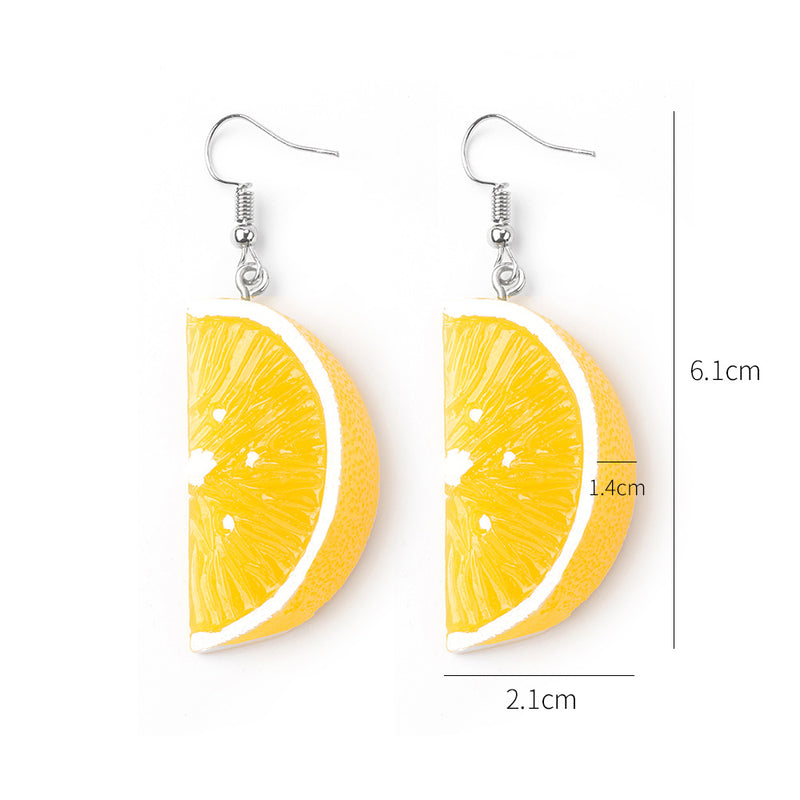 Net Red Resin Orange Petal Three-dimensional Orange Fruit Earrings