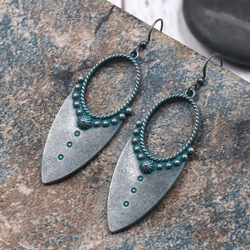 Alloy Retro Earrings Geometric Oval Ear Hook Earrings