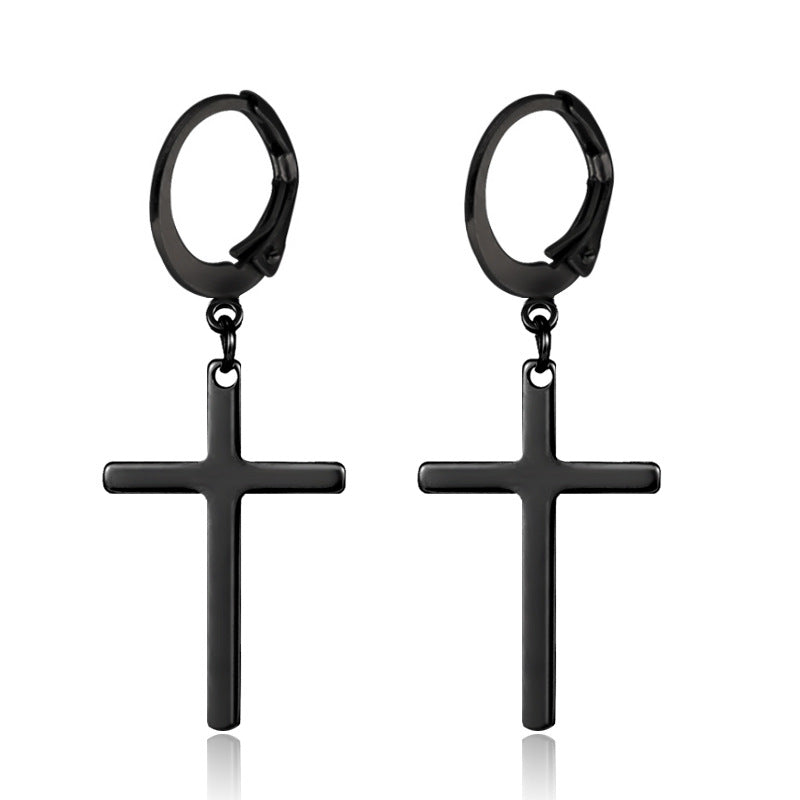 Titanium Steel Chain Earrings Stainless Steel Cross Earrings