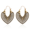 Ethnic Style Retro Hollow Peach Heart Alloy Earrings