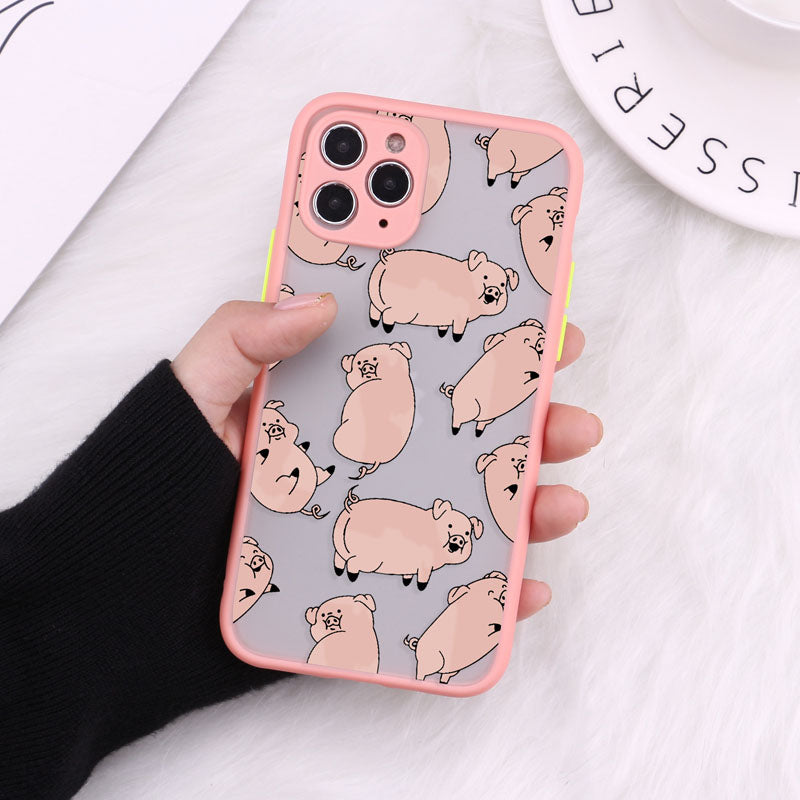 Compatible with Apple , Cartoon Transparent Phone Case Matte Shockproof Back Cover