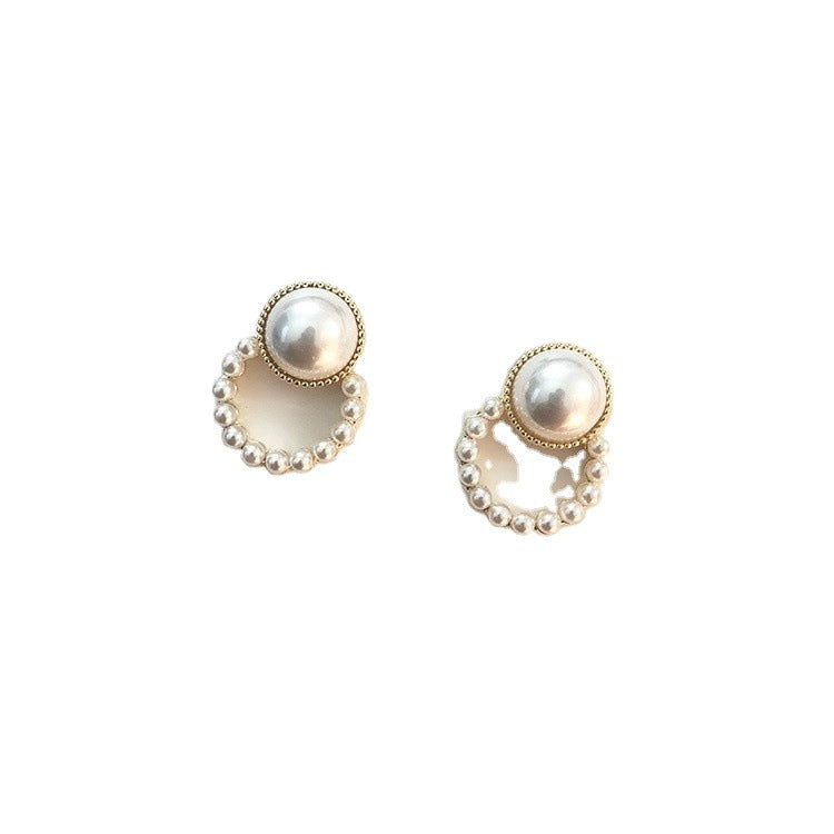 Qingdao Jewelry S925 Silver Needle Korean Sweet Pearl Earrings Temperament Geometric Round Fashion Design Earrings 158