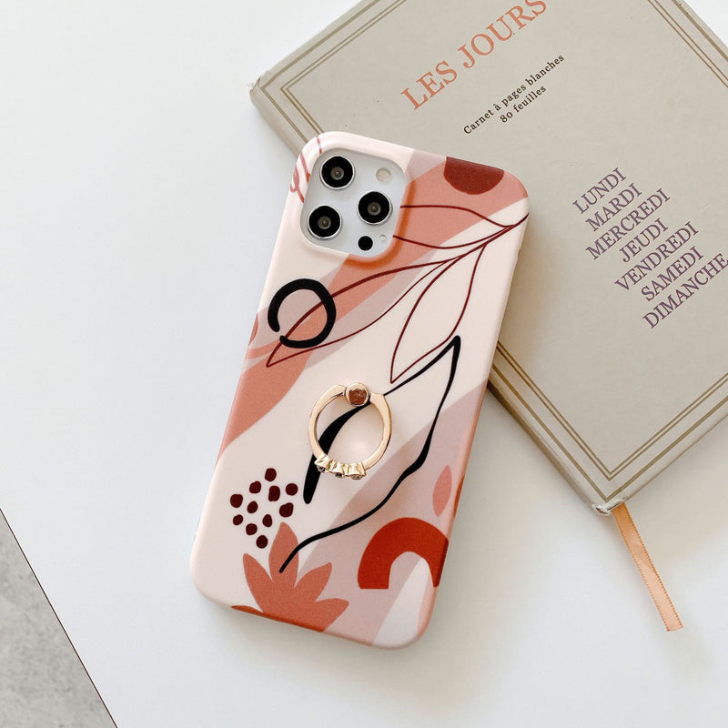 Compatible with Apple, Graffiti Leaf Ring Buckle Is Suitable For IPhone 12, Apple 11 Pro Max And Other Silicone Phone Cases