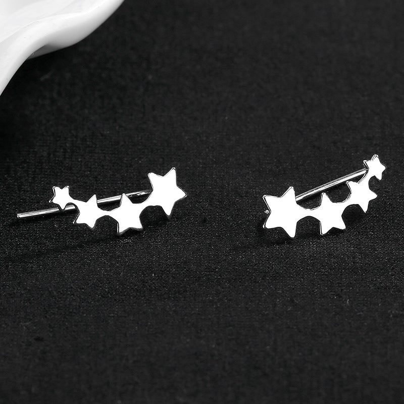 Temperament Row Of Five-Pointed Star Earrings