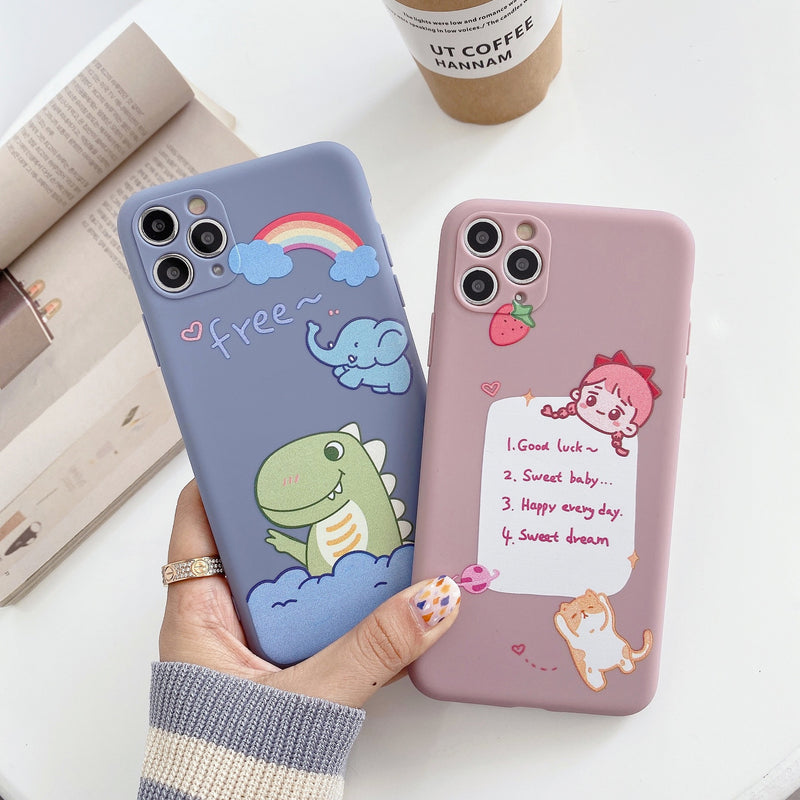 Compatible with Apple, Compatible with Apple , Cartoon Soft Shell For 12mini11promax Apple XXSXRSE Mobile Phone Case Iphone78plus