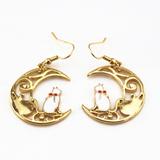 Japanese Sweet And Lovely Temperament Hollow Moon Cat Earrings