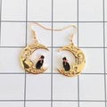 Japanese Sweet And Lovely Temperament Hollow Moon Cat Earrings