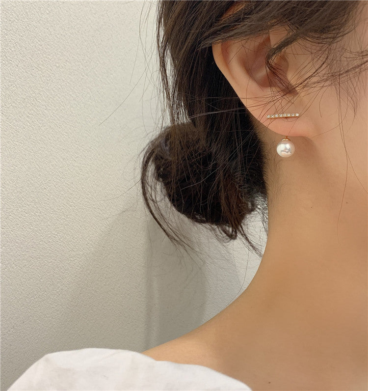 Simple Rhinestone Small Word Pearl All-match Earrings