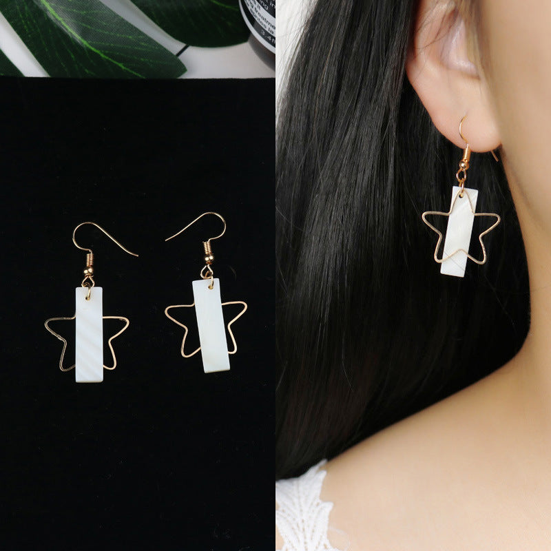 Long Tassel Earrings Square Pearl Asymmetric Earrings