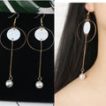 Long Tassel Earrings Square Pearl Asymmetric Earrings