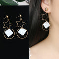 Long Tassel Earrings Square Pearl Asymmetric Earrings