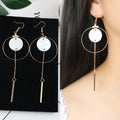 Long Tassel Earrings Square Pearl Asymmetric Earrings