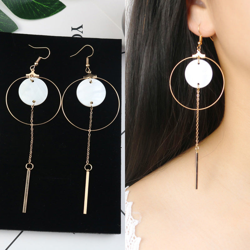 Long Tassel Earrings Square Pearl Asymmetric Earrings