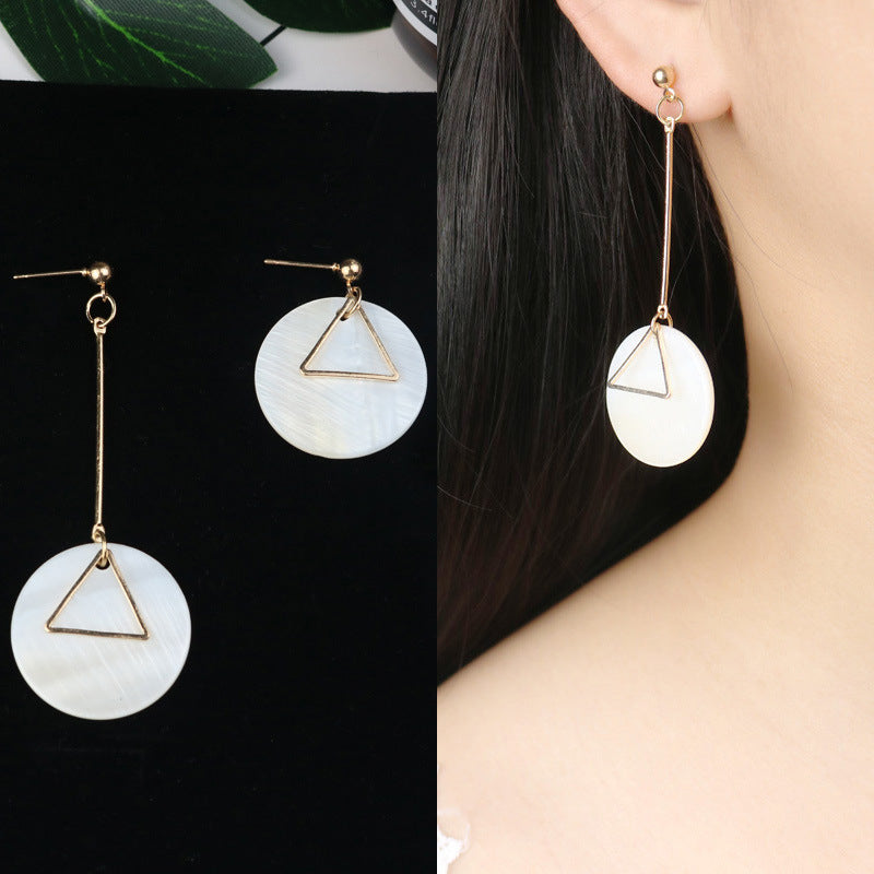 Long Tassel Earrings Square Pearl Asymmetric Earrings