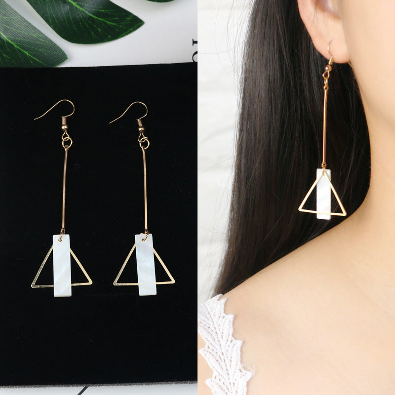 Long Tassel Earrings Square Pearl Asymmetric Earrings