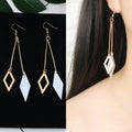 Long Tassel Earrings Square Pearl Asymmetric Earrings