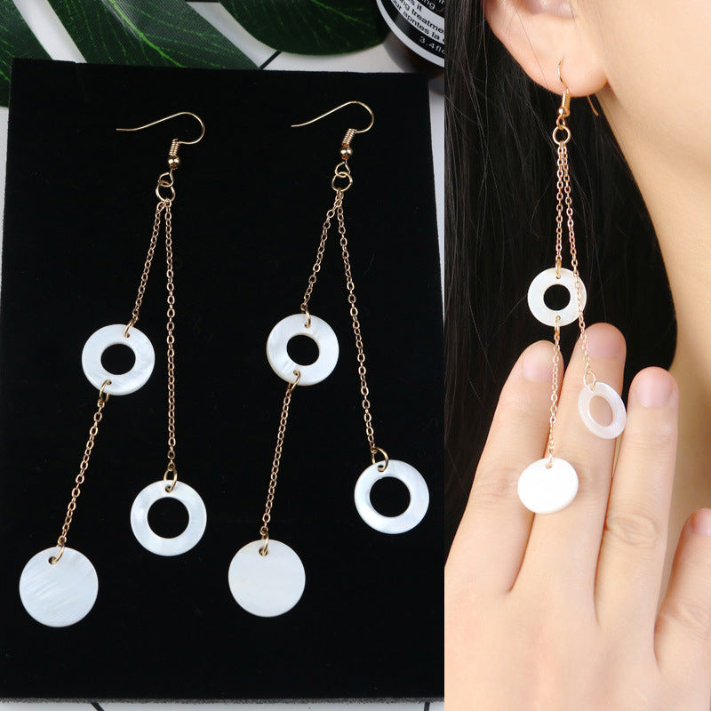 Long Tassel Earrings Square Pearl Asymmetric Earrings