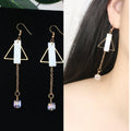 Long Tassel Earrings Square Pearl Asymmetric Earrings