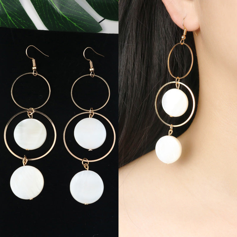 Long Tassel Earrings Square Pearl Asymmetric Earrings