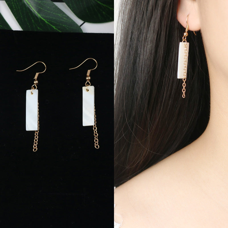 Long Tassel Earrings Square Pearl Asymmetric Earrings