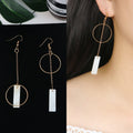 Long Tassel Earrings Square Pearl Asymmetric Earrings