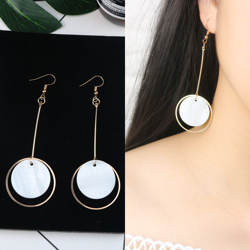 Long Tassel Earrings Square Pearl Asymmetric Earrings