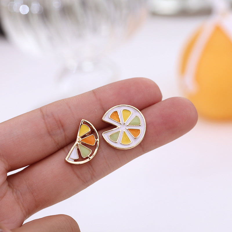 S925 Silver Needle Cold Wind Lemon Earrings Female Korean Temperament Net Red Earrings New Trendy Personality Earrings Female Simple