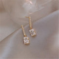 S925 Silver Needle Flashing Diamond Geometric Long Earrings