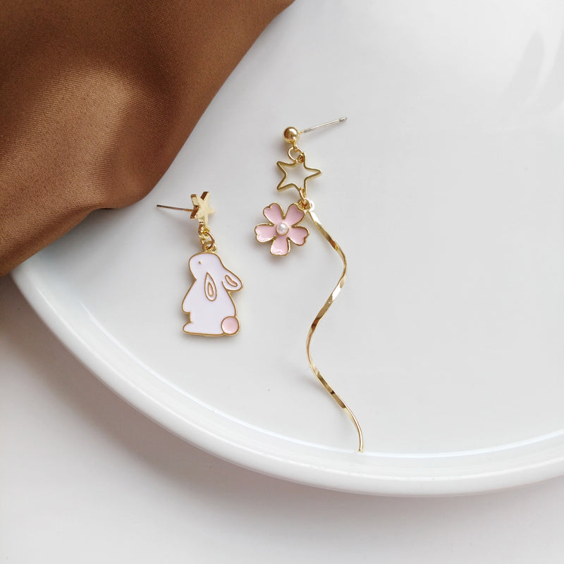 Cute Bunny Earrings Flower Star Earrings