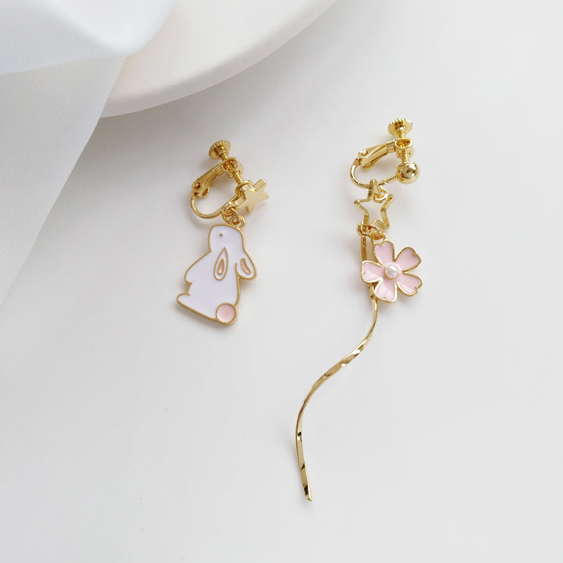 Cute Bunny Earrings Flower Star Earrings