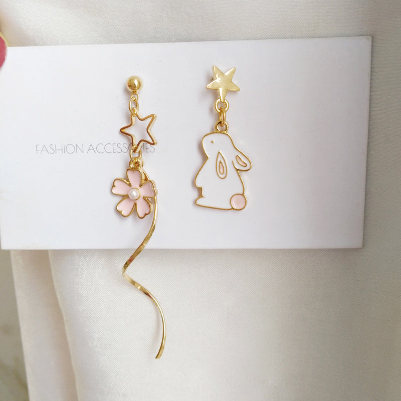 Cute Bunny Earrings Flower Star Earrings