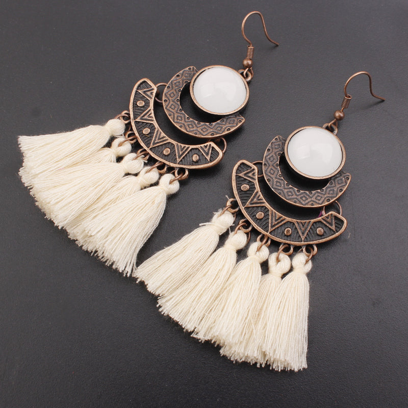 Tassel Long Earrings European And American Fashion Exaggerated Tassel Accessories