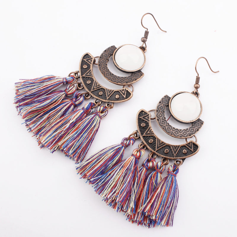 Tassel Long Earrings European And American Fashion Exaggerated Tassel Accessories