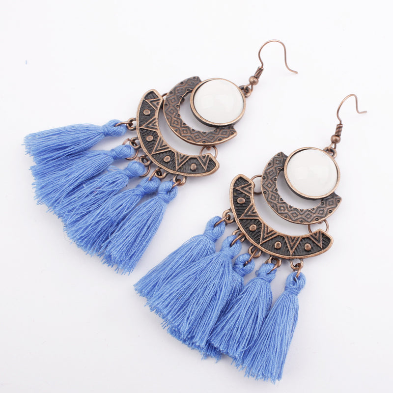 Tassel Long Earrings European And American Fashion Exaggerated Tassel Accessories